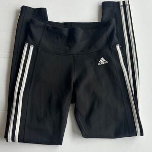 Adidas womens Black Leggings with White Stripes climalite size small